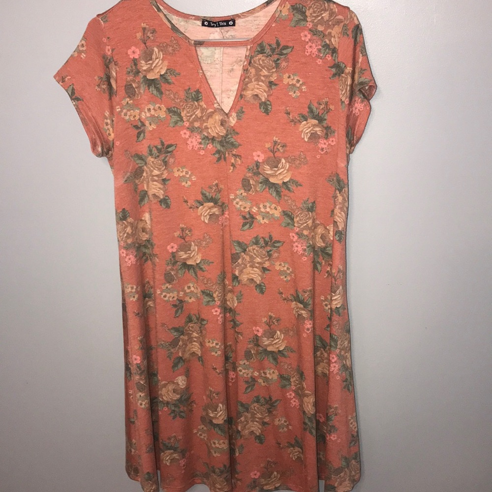 Cute floral T-shirt dress
